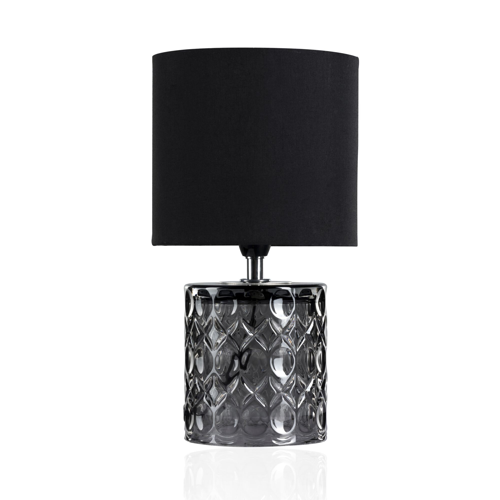 Pauleen Table luminaire Crystal Glow E14 max. 20W Grey/Black Table lamp with black fabric shade and textured grey glass base for stylish home lighting