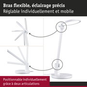 Lampe de bureau LED blanche avec bras flexible et éclairage précis, réglable individuellement