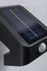 Lampe solaire noire avec détecteur de mouvement et panneau solaire pour éclairage extérieur économique