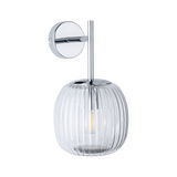 Wall light with ribbed clear glass and chrome metal for modern home lighting design
