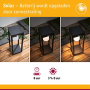 Zwarte metalen solar tuinlamp met ingebouwde accu en energiezuinige LED buitenverlichting