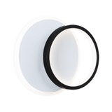 Applique murale LED moderne avec anneau en aluminium noir et base blanche pour un éclairage élégant
