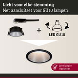 Zwarte inbouwspot met aansluitset voor GU10 LED-lampen, moderne plafondverlichting