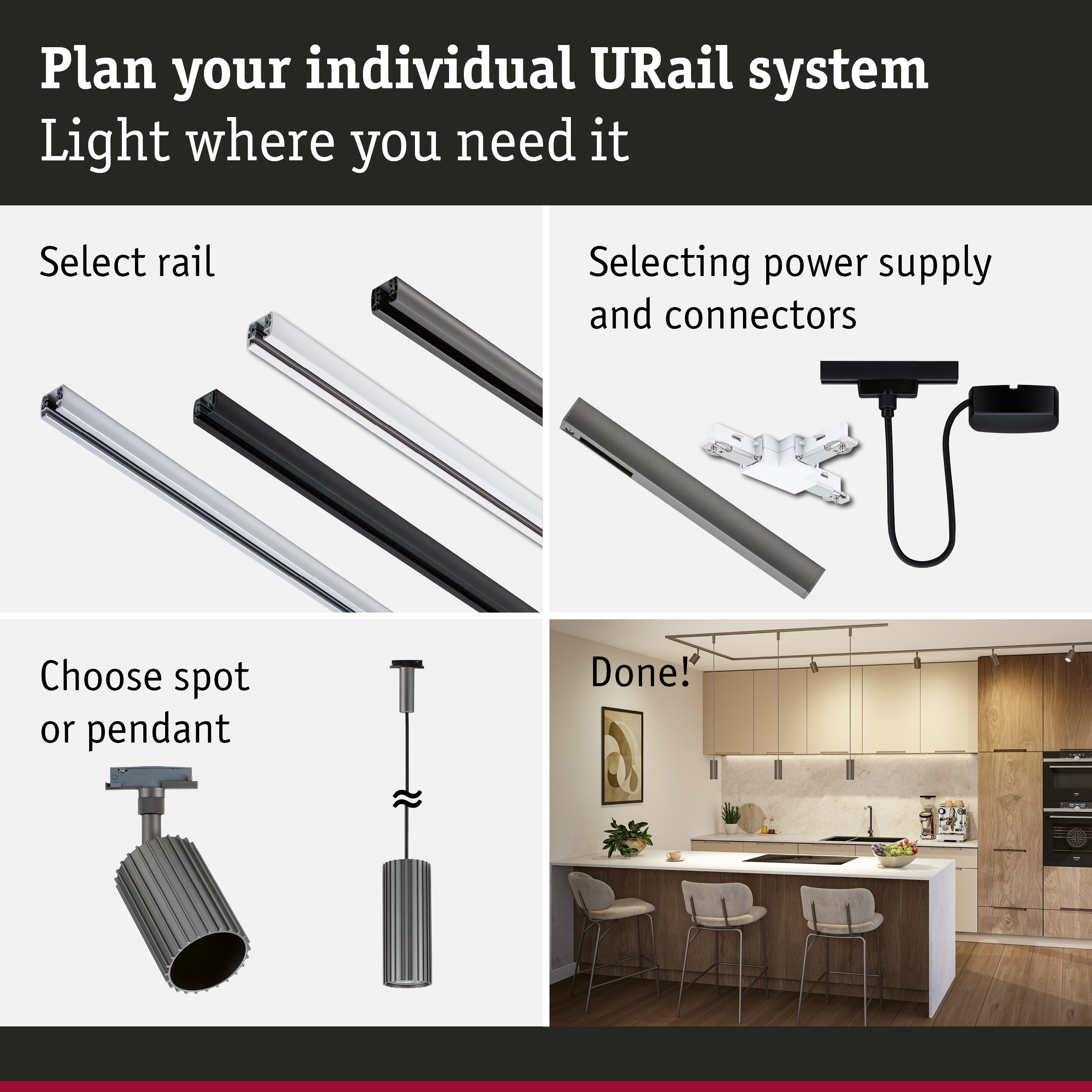 URail Pendants Lirena GU10 max. 10W 230V Titanium