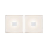 Two square wall lights with frosted glass and brushed aluminum in white for modern lighting