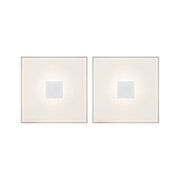 Two square wall lights with frosted glass and brushed aluminum in white for modern lighting