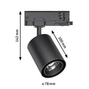 Schwarzer LED-Strahler aus Metall mit 78 mm Durchmesser und 142 mm Höhe für moderne Innenbeleuchtung