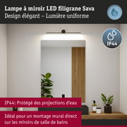 Lampe LED filigrane noire Sava avec protection IP44, idéale pour miroir de salle de bains