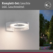 Moderne weiße Außenwandleuchte mit transparentem Glas und integriertem LED-Licht für Gartenbeleuchtung