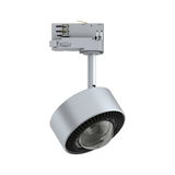 Modern silver LED spotlight with black cooling ring for versatile indoor lighting