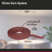 Rotes ULine Gurt-System aus robustem Material, individuell kürzbar für flexible Befestigungslösungen