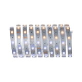 Bande LED flexible avec LEDs blanc chaud et froid sur support argenté pour éclairage polyvalent