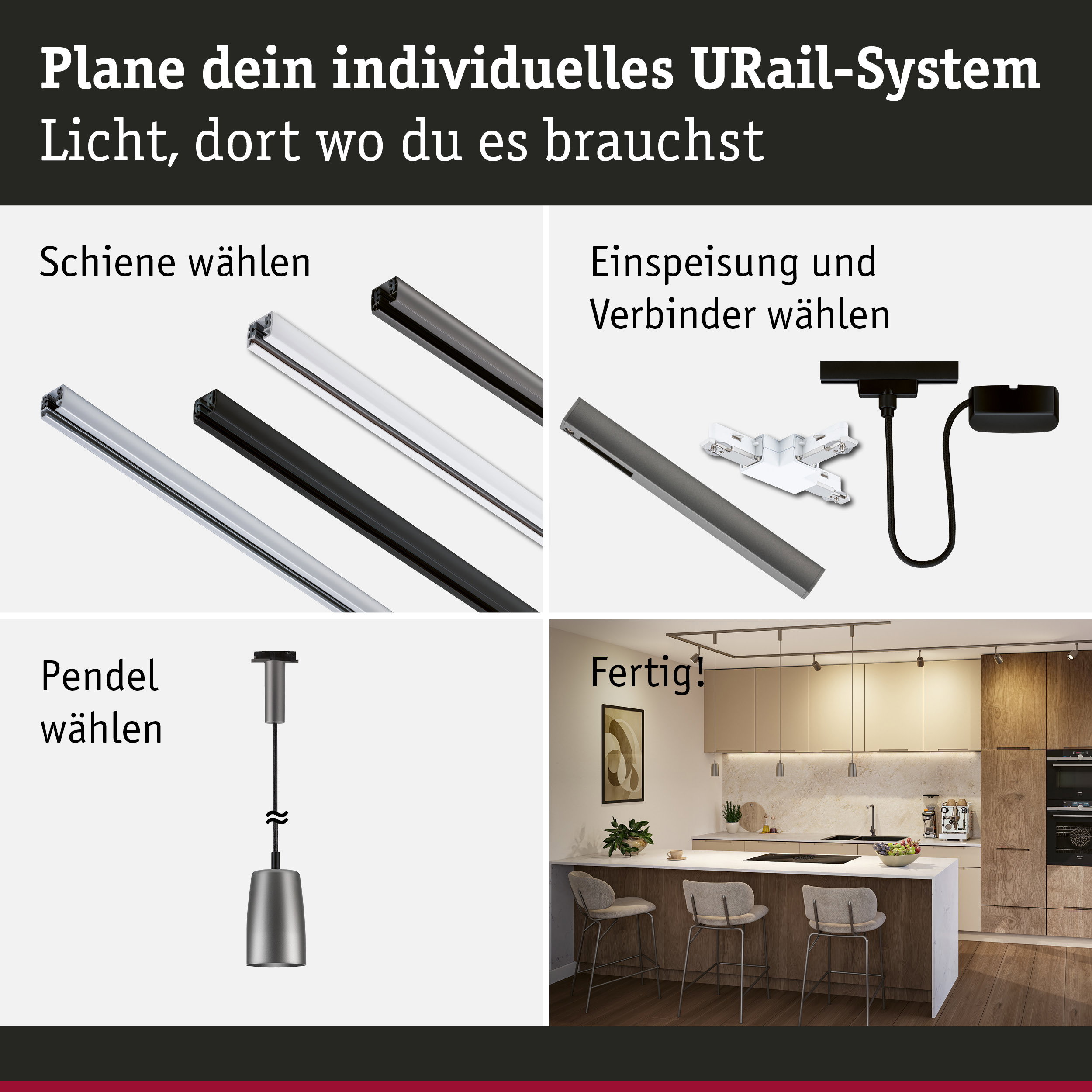 URail Pendel Cover GU10 max. 10W dimmbar 230V Titanium