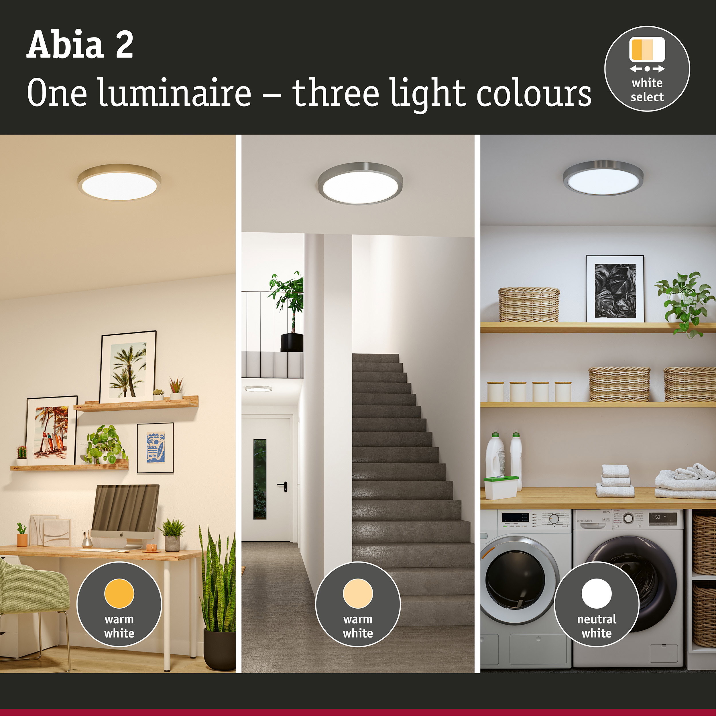 LED Panel Abia 2 White Select Twilight-controlled motion detector (HF) round 400mm 16W 1400lm White Select Chrome matt