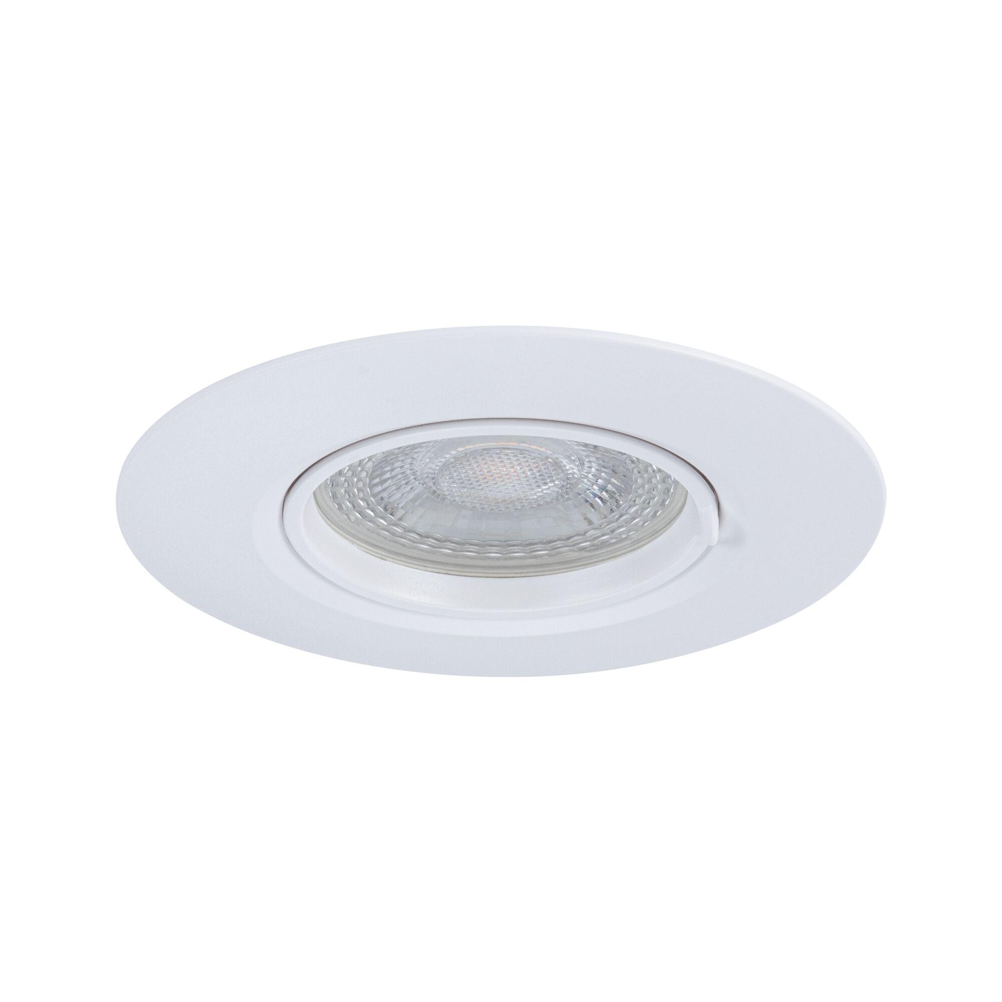 Round white LED recessed spotlight housing made of plastic with clear glass and energy-saving lighting