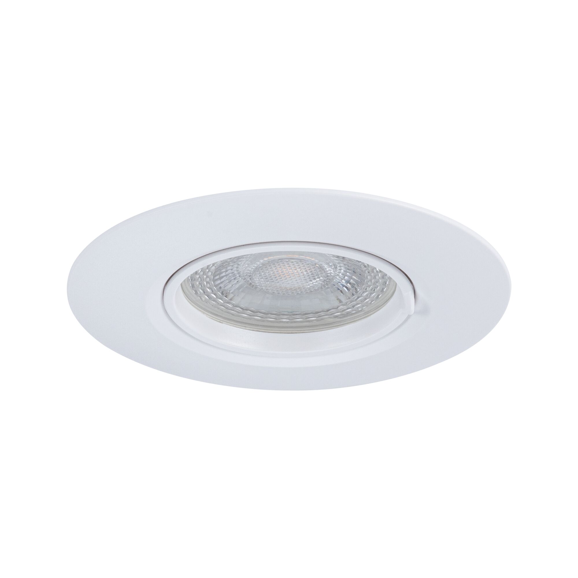 Spot encastré rond blanc en plastique avec verre transparent et source LED pour éclairage de plafond