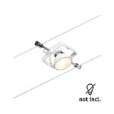 White metal LED cable spotlight with adjustable lamp head for modern lighting without bulb included
