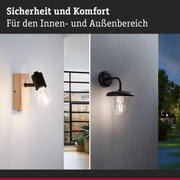 Moderne schwarze Wandlampen aus Holz und Metall für Innen- und Außenbereich mit LED-Beleuchtung