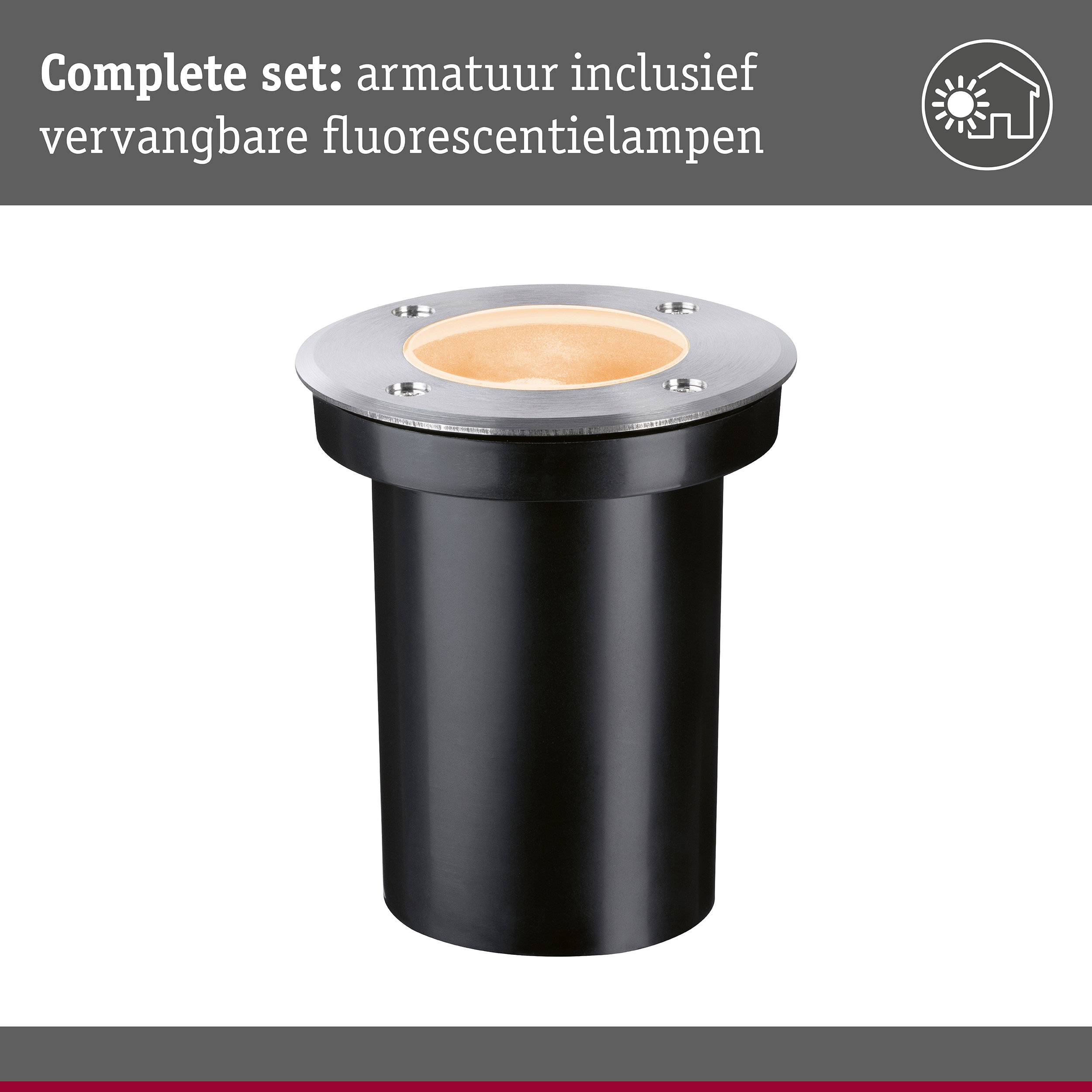 LED-grondinbouwlamp Floor insectvriendelijk IP65 cilindrisch 110mm 2200K 4,3W 320lm 230V 38° Edelstaal geborsteld edelstaal/Kunststof