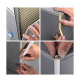 Installation of grey LED aluminum corner profile with flexible LED strip for wall lighting