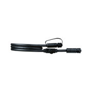 Black waterproof connector cable with plastic plugs for LED lighting systems and installations