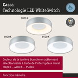 Plafonnier LED Casca argenté avec lumière blanche réglable 3000K, 4000K, 6500K pour éclairage intérieur