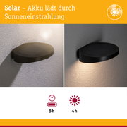 Solar LED Außenwandleuchte Ryse Bewegungsmelder IP44 3000K 30lm Anthrazit