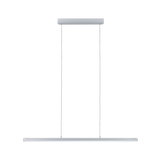 Schlanke weiße LED-Pendelleuchte aus Metall mit minimalistischem Design für moderne Innenräume