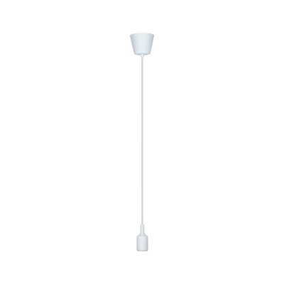 White plastic pendant lamp cable for modern LED hanging lights with minimalist design