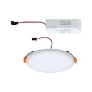 Rond LED-inbouwpaneel met witte kunststof behuizing en oranje klemmen voor energiezuinige verlichting
