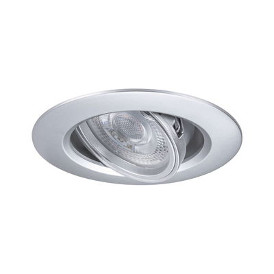 Runder Einbaustrahler aus silbernem Aluminium mit schwenkbarem LED-Spot für Wohnräume