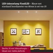 LED-inbouwlamp FixedLED met 68 mm boorgat, warm wit licht, geschikt voor vlakke plafonds