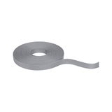 Grey textured textile tape rolled up, versatile for fastening and decorative uses in home projects