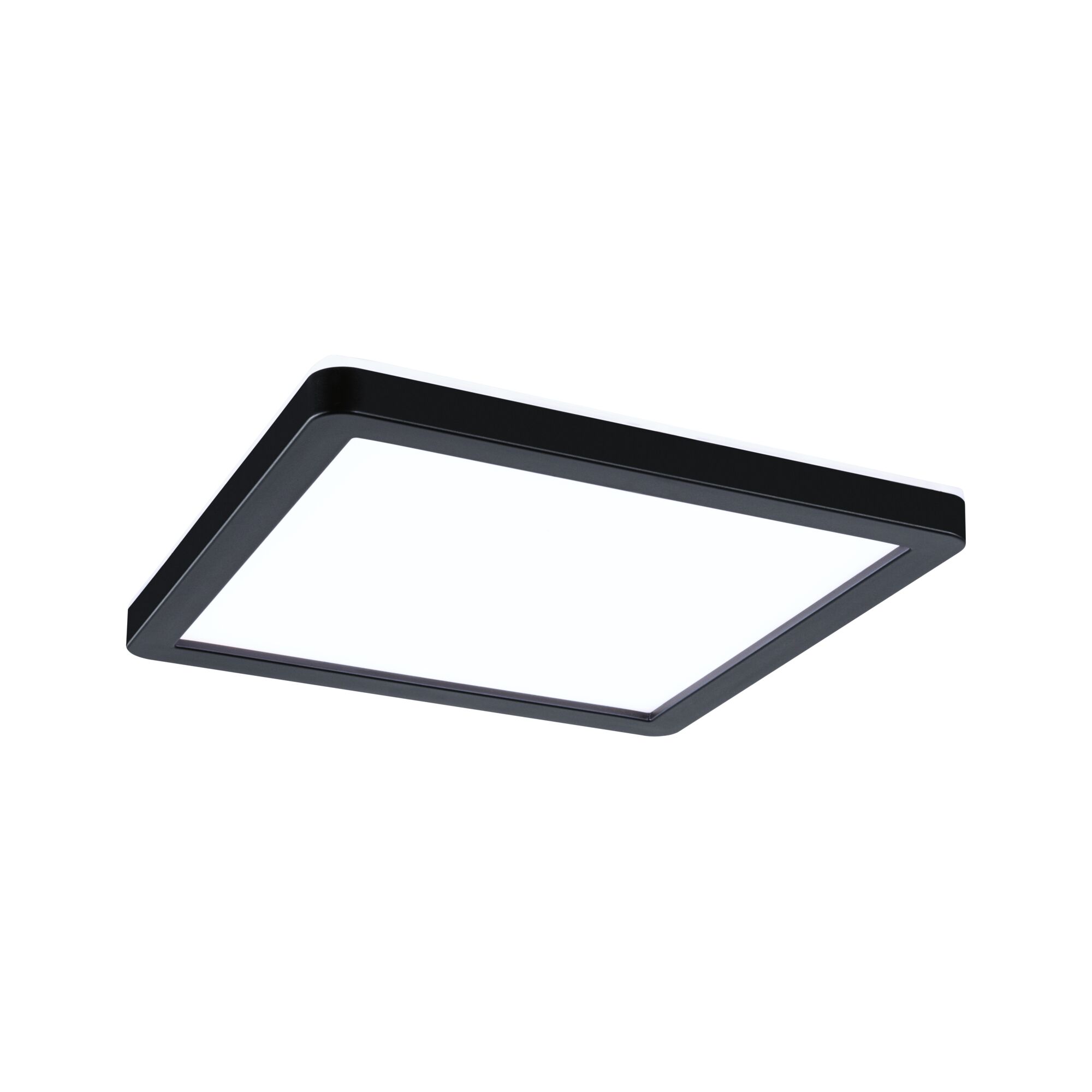 Square LED ceiling light with black frame and white diffuser for modern room lighting