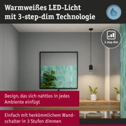 Warmweißes LED-Licht mit 3-step-dim Technologie in modernem Raum mit Pflanzen und Spiegel