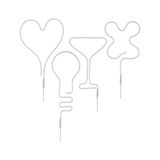 White LED neon lights shaped as heart, bulb, cocktail glass, and butterfly for decorative lighting.