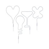 White LED neon lights shaped as heart, bulb, cocktail glass, and butterfly for decorative lighting.
