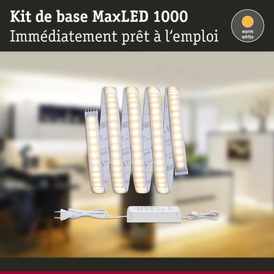 Kit MaxLED 1000 bande LED lumière blanc chaud avec alimentation prêt à l'emploi
