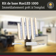 Kit de bande LED MaxLED 1000 avec lumière blanc chaud, alimentation et câble pour éclairage intérieur