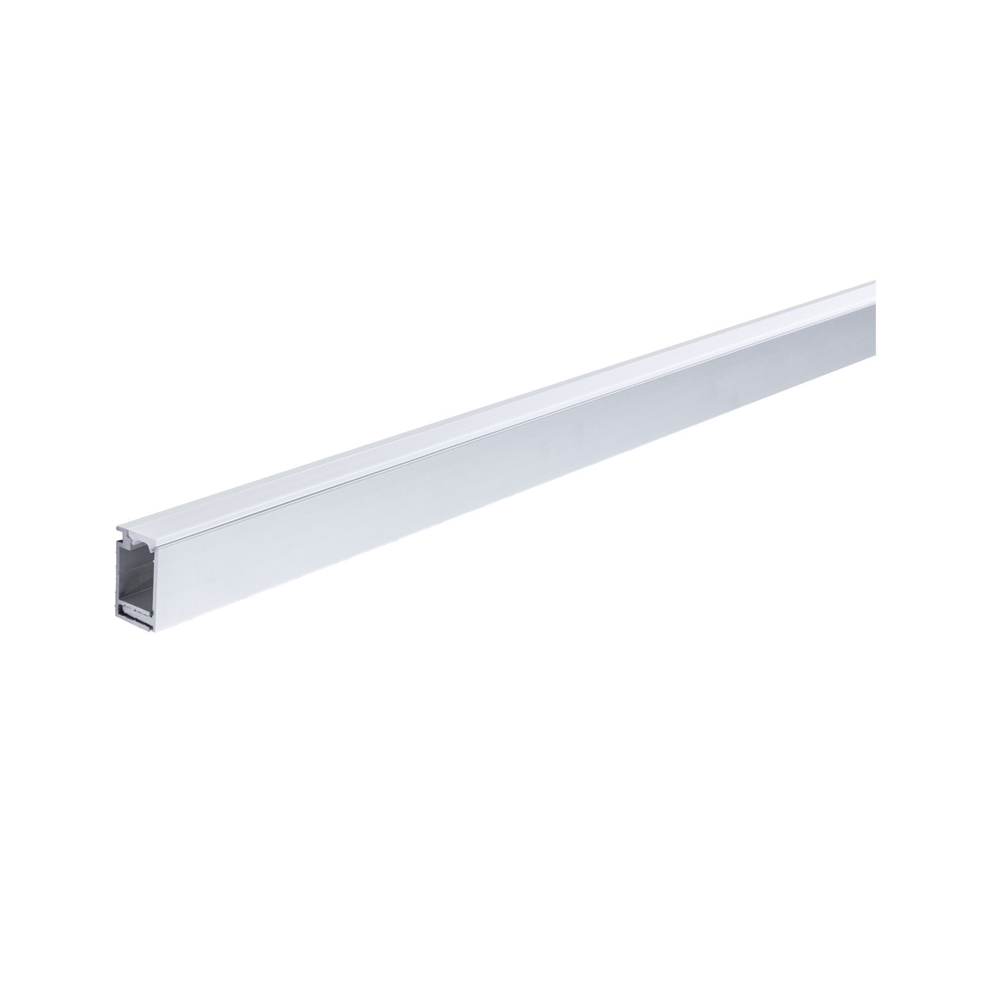 Long silver aluminum profile with white diffuser for LED lighting systems