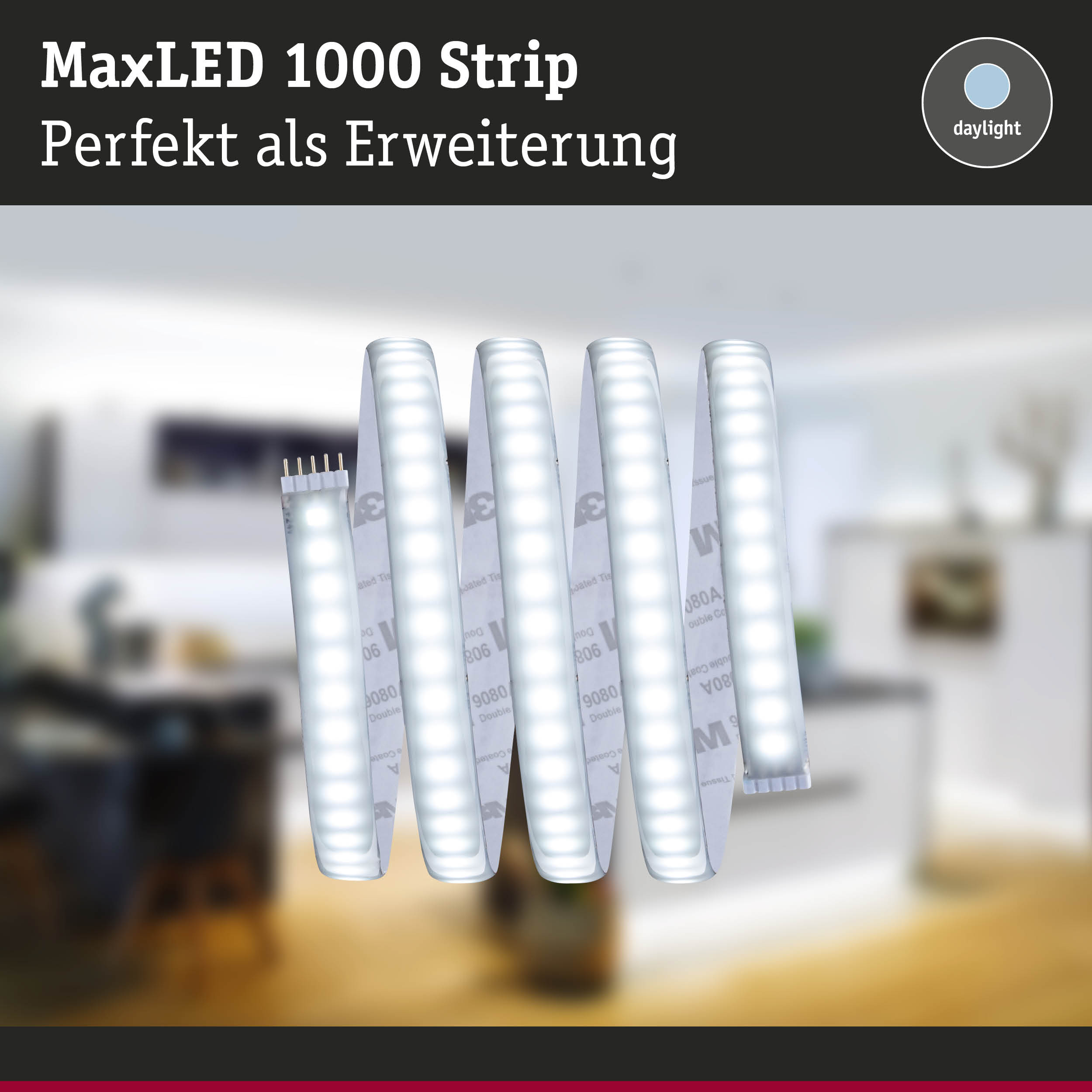 MaxLED 1000 Strip LED-Lichtband in Tageslichtweiß als flexible Erweiterung für Wohnräume