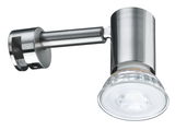 Moderne LED-væglampe i børstet rustfrit stål med klart glas og justerbart hoved