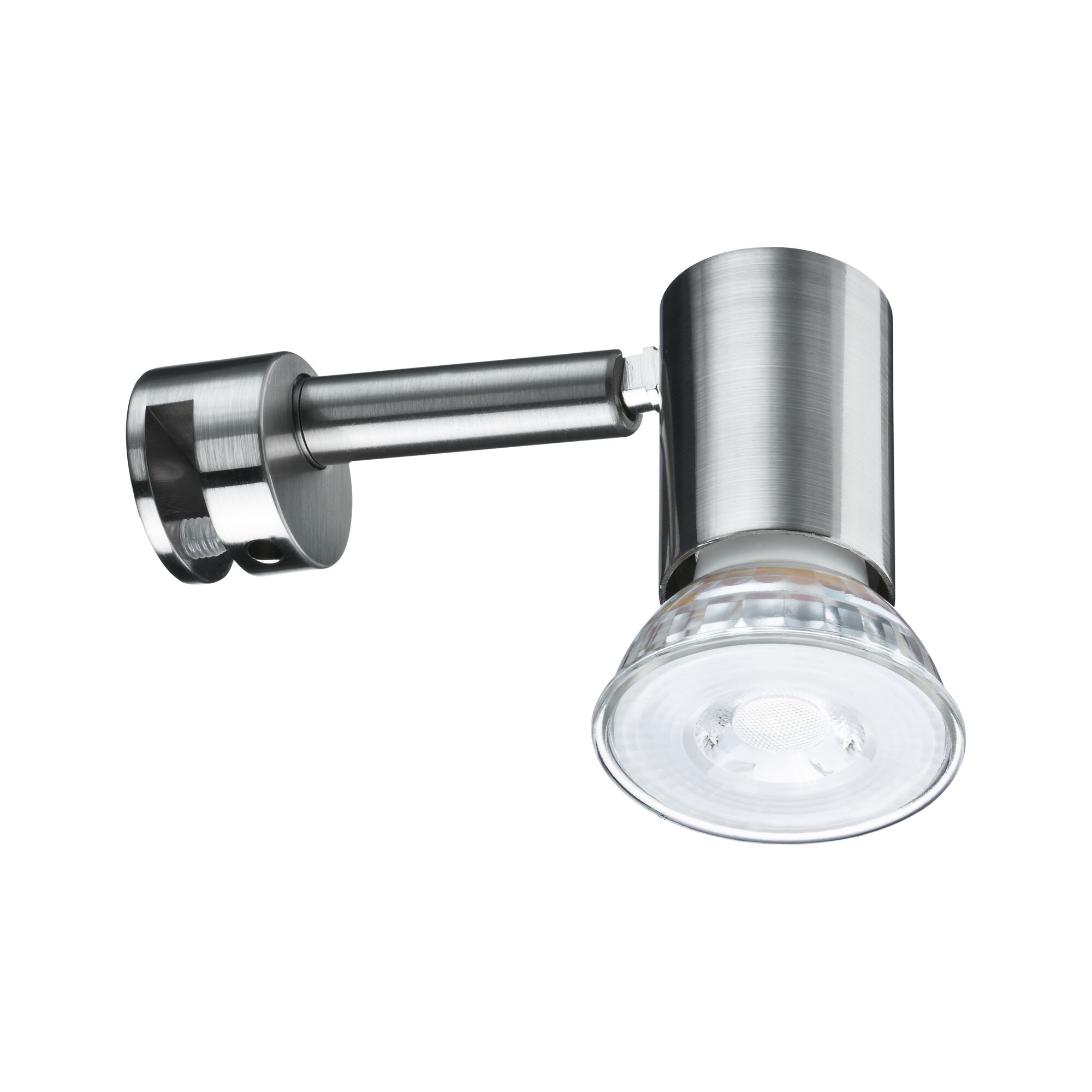 Applique murale LED moderne en acier inoxydable brossé avec verre transparent et tête réglable