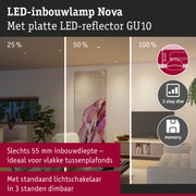LED-inbouwlamp Nova met platte LED-reflector GU10, 55 mm inbouwdiepte, 3-standen dimbaar