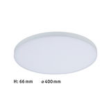 Rund hvid LED-loftlampe med 400 mm diameter og 66 mm højde til moderne belysning