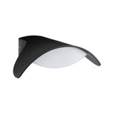 Black metal outdoor wall light with white diffuser for modern garden lighting