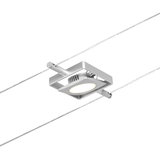 Moderner LED-Seilstrahler in silberfarbenem Aluminium mit warmweißem Licht für flexible Beleuchtung
