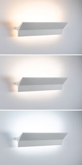 Modern white metal wall lamp with adjustable light for warm and cool ambiance lighting