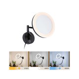 Miroir mural LED noir avec éclairage réglable en 2700K, 4000K et 6500K pour salle de bain.
