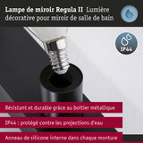 Lampe de miroir Regula II avec boîtier métallique noir et protection IP44 pour salle de bain